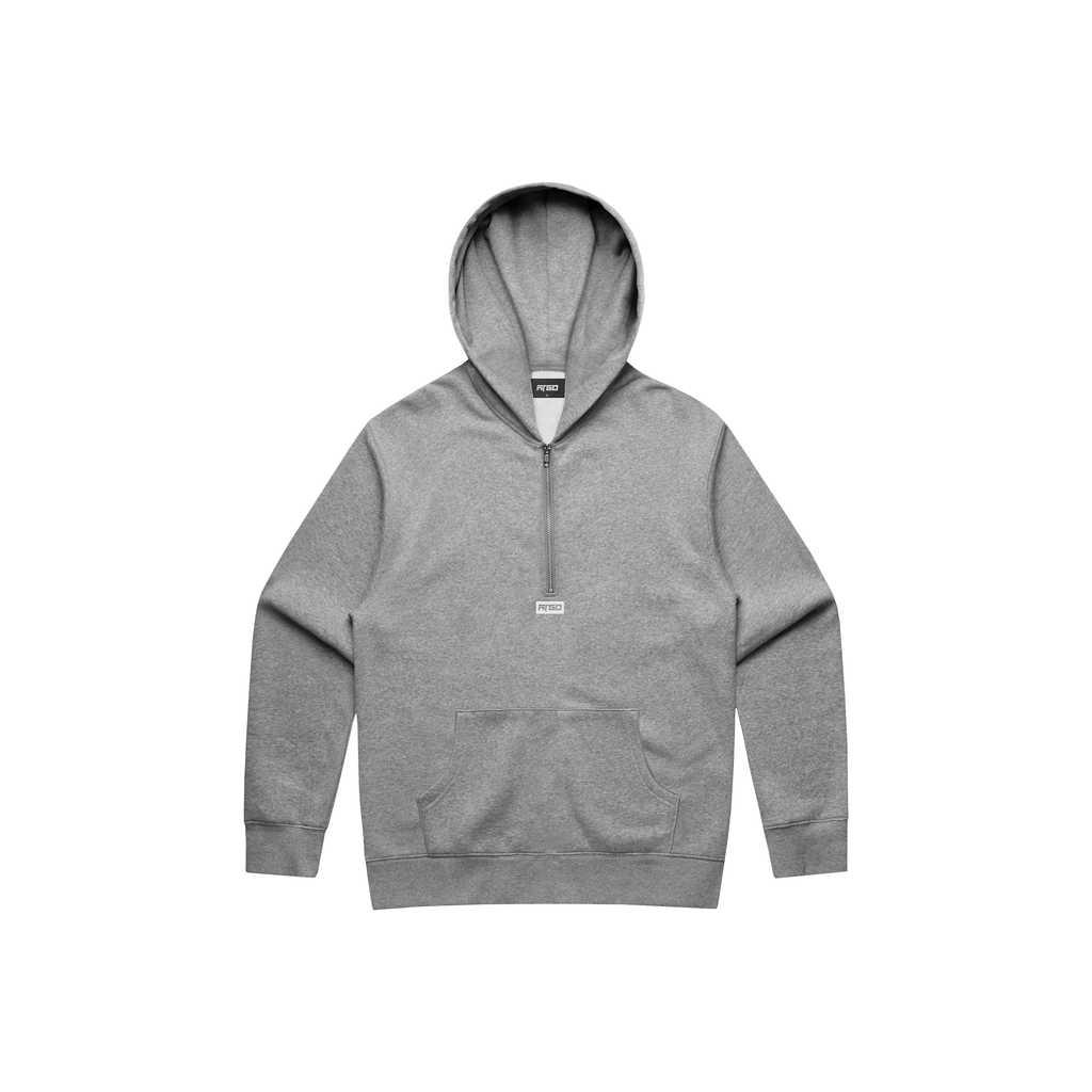 Boxed In Half Zip Hoodie - Heather Grey/White image 0