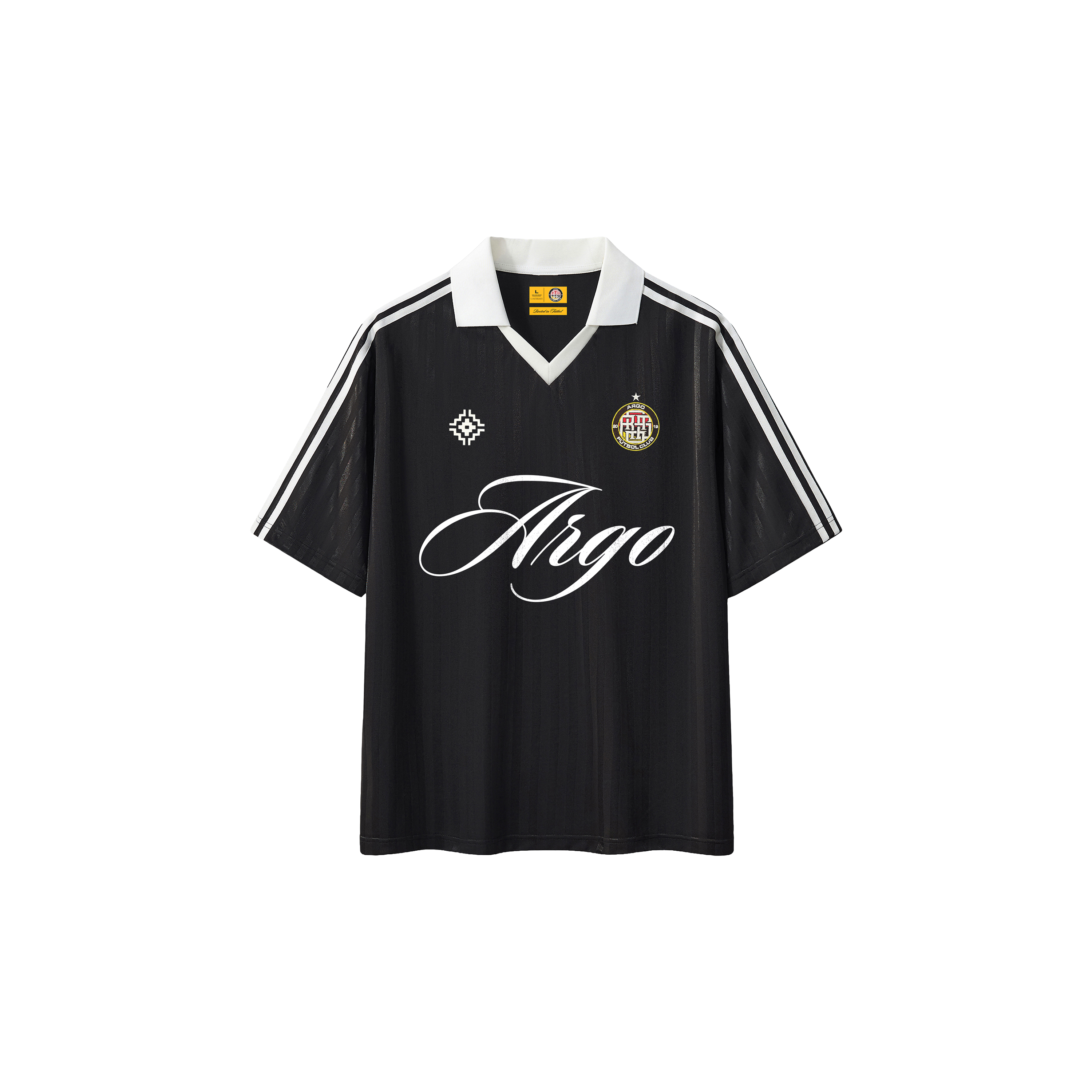 Black sports jersey with white accents and ARGO branding