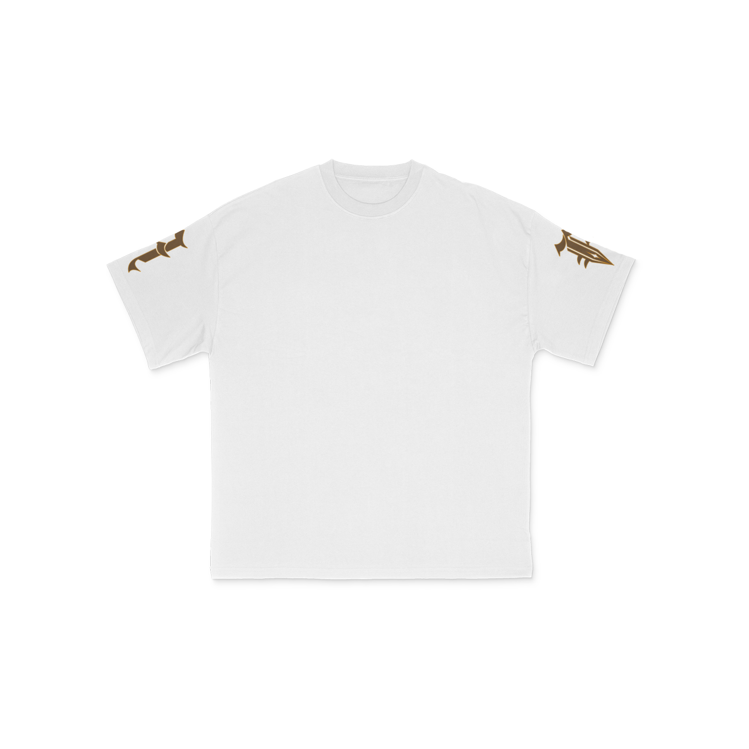 White t-shirt with AOE logo on sleeves
