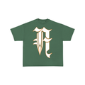Green t-shirt with a large white and orange ARGO logo