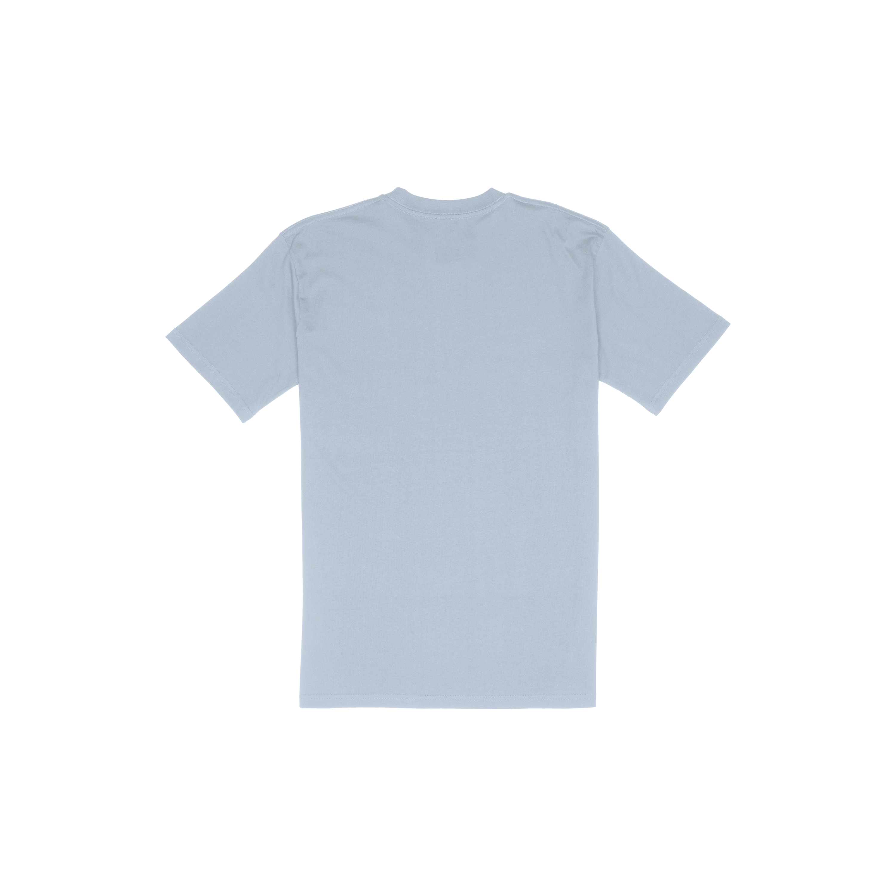 Light blue t-shirt with a small boxed logo on the chest