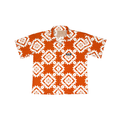 Orange and white patterned button up shirt