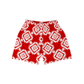 Red and white tile patterned shorts with pockets and ARGO logo