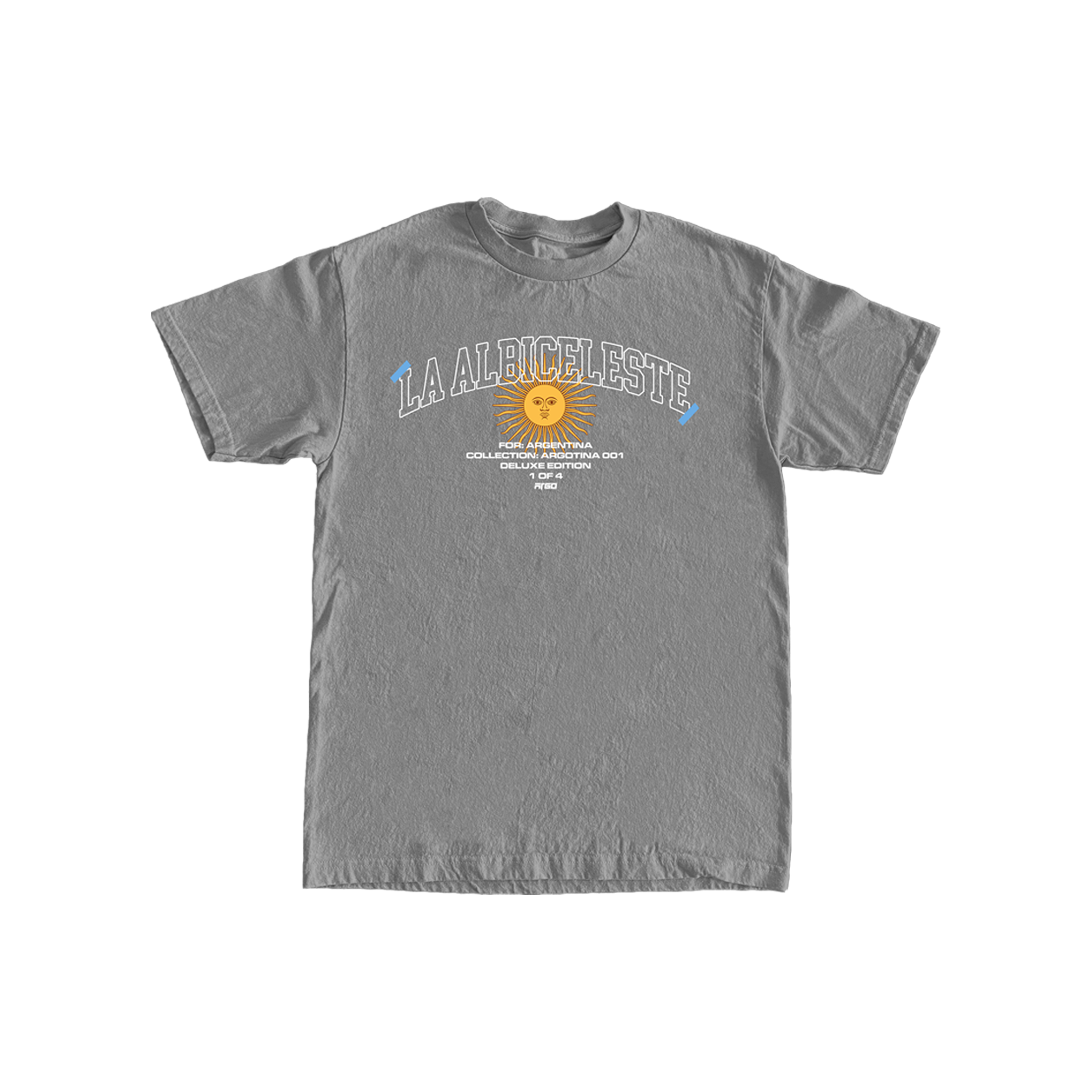 Gray t-shirt with 'La Albiceleste' Argentina graphic design