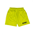 Yellow pinstripe shorts with black stripes with pockets and ARGO logo