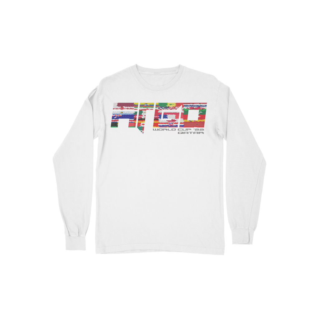 White long-sleeve shirt with FIFA World Cup team country flag graphic with ARGO logo