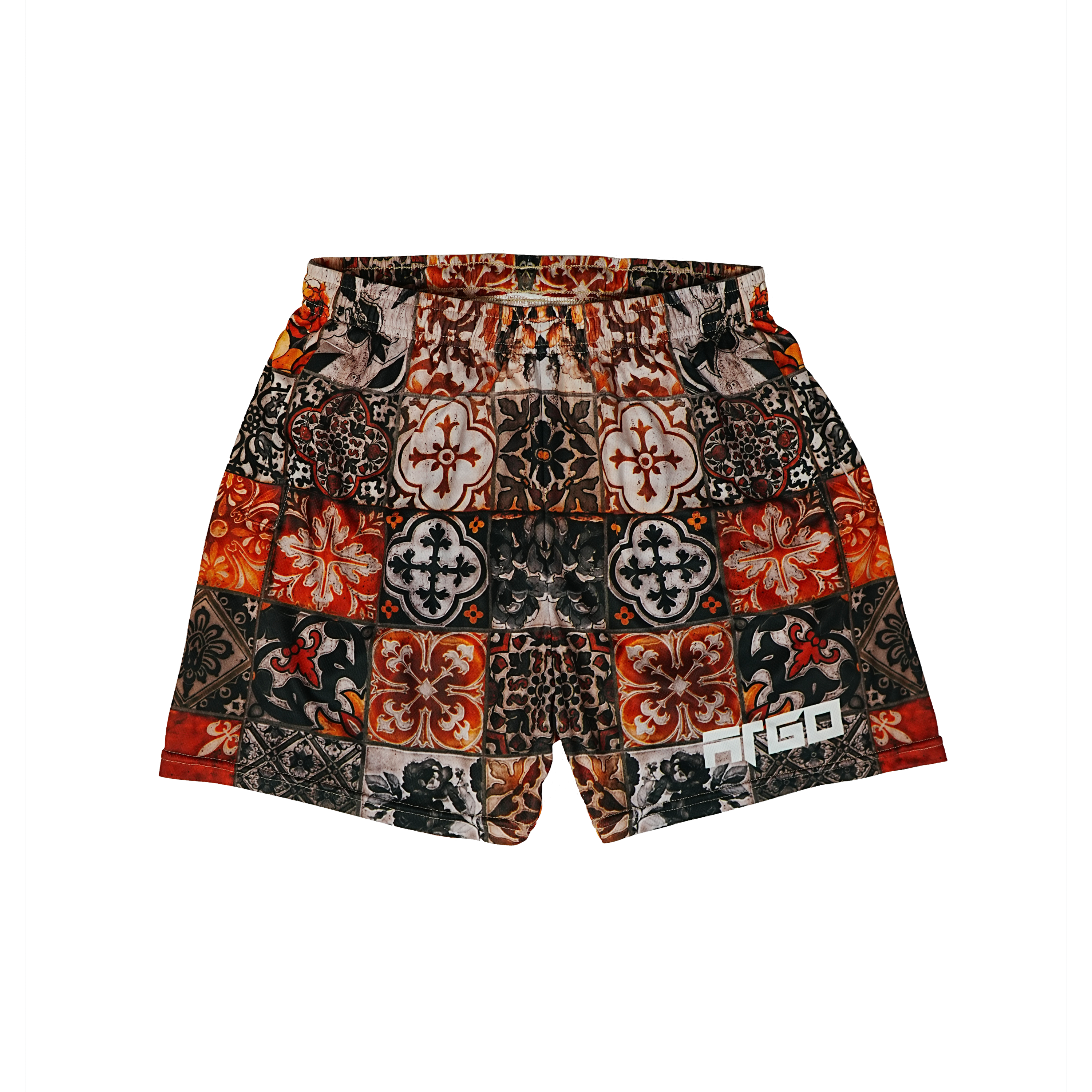 Patterned tile leisure shorts with pockets and ARGO logo
