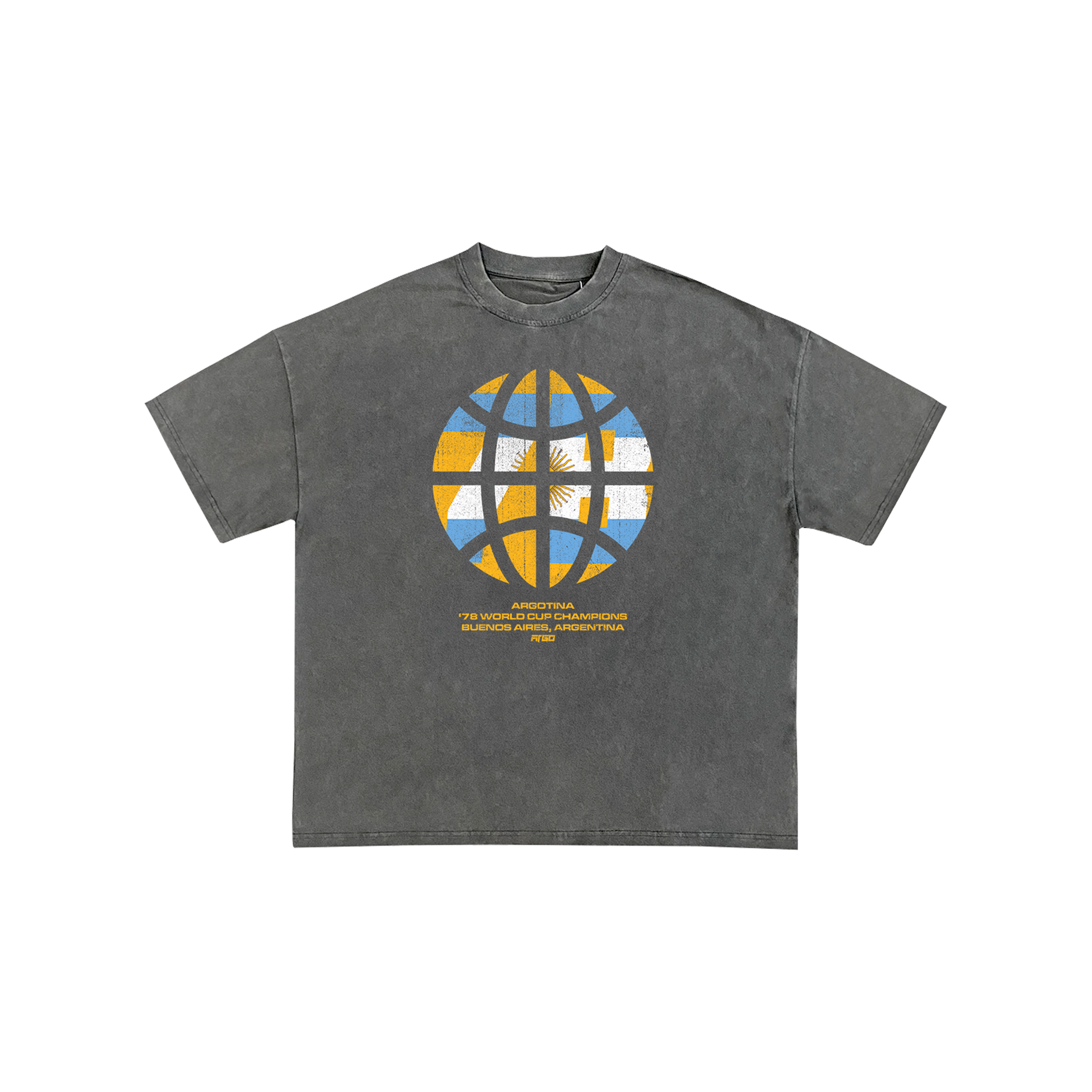 Gray t-shirt with Argentina globe graphic