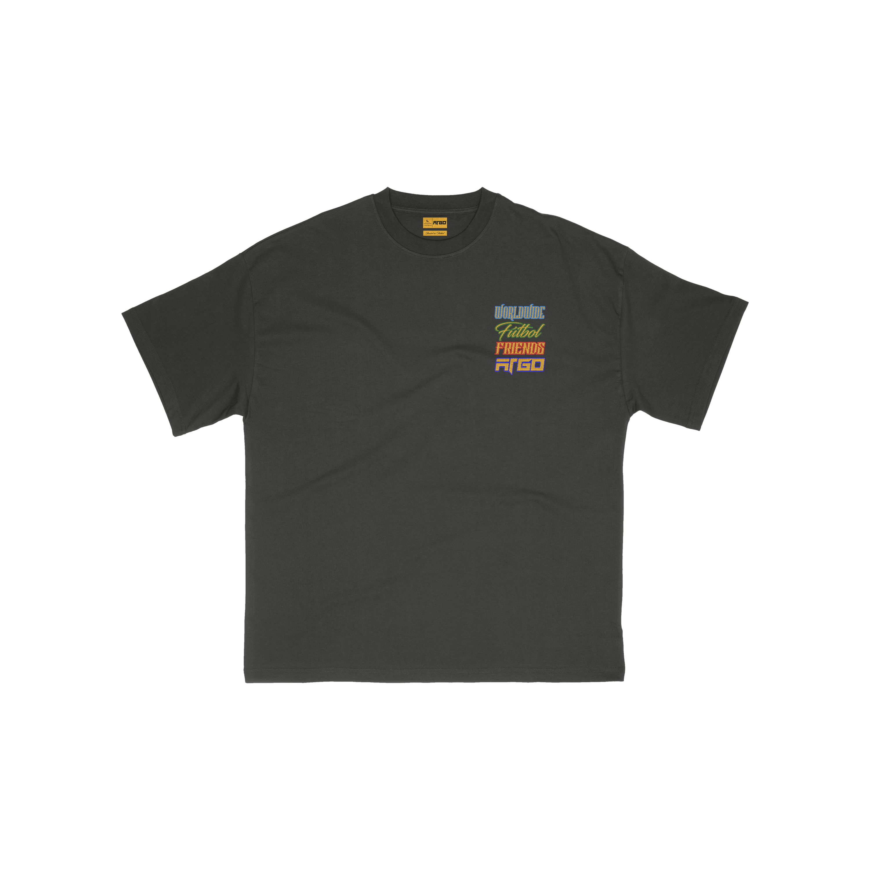 Black graphic t-shirt for Worldwide Futbol Friends 